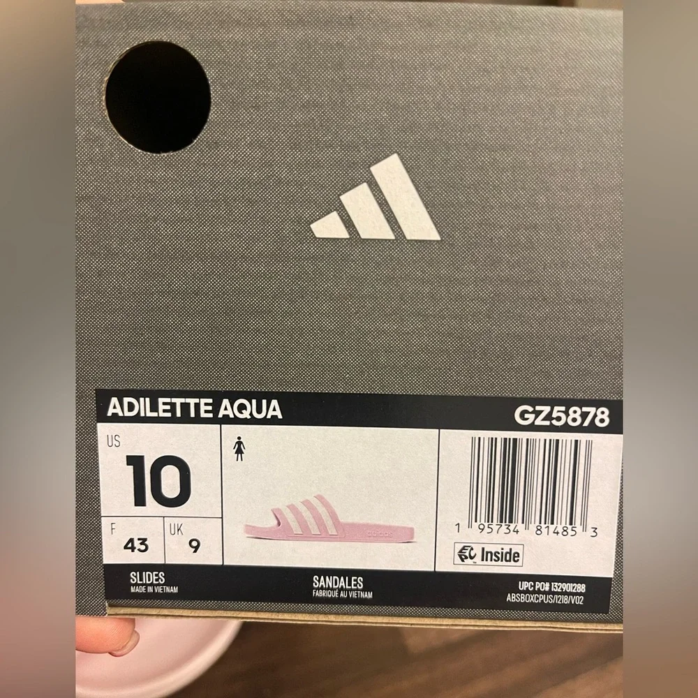 New Adidas size‎ 10 Adilette Aqua W pink and white slides GZ5878